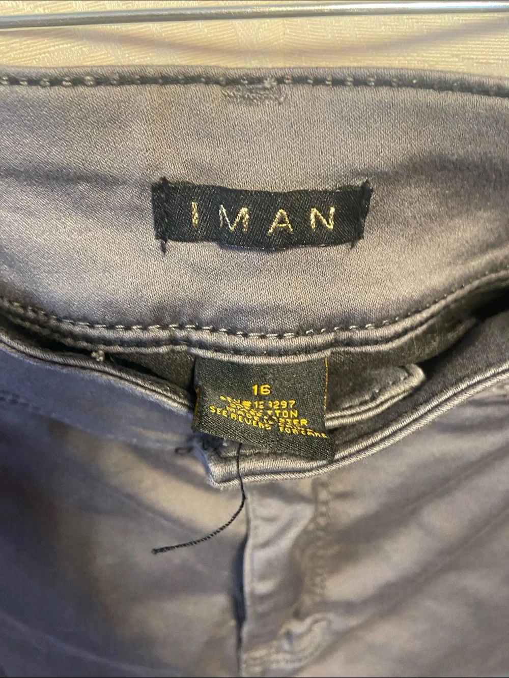 IMAN Gray Slim Pants with Gold-Tone Accents